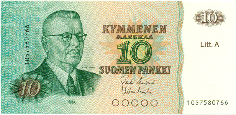 10 Markkaa 1980 Litt.A 1057580766 kl.8